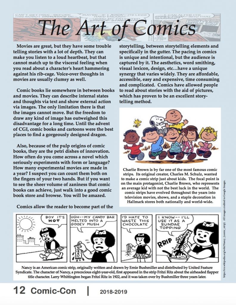 Comic-Con Magazine Art of Comics Page