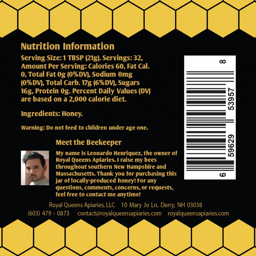 Back of Honey Jar Label Design